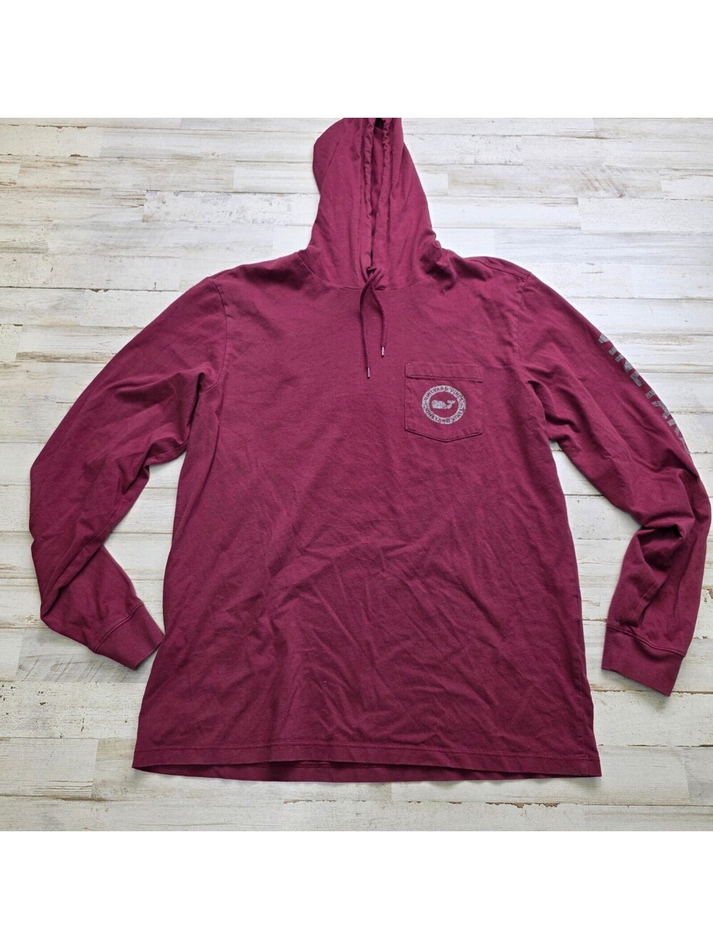 Vineyard Vines Hoodie Shirt Men's S Burgundy Long Sleeve 100% Cotton Whale Logo